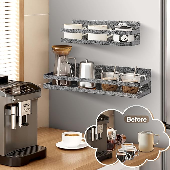 Uten Large Spice Rack for Refrigerator, 2 Pack Strong Magnetic Shelves, Moveable Fridge Organizer for Kitchen Holding Spices, Jars