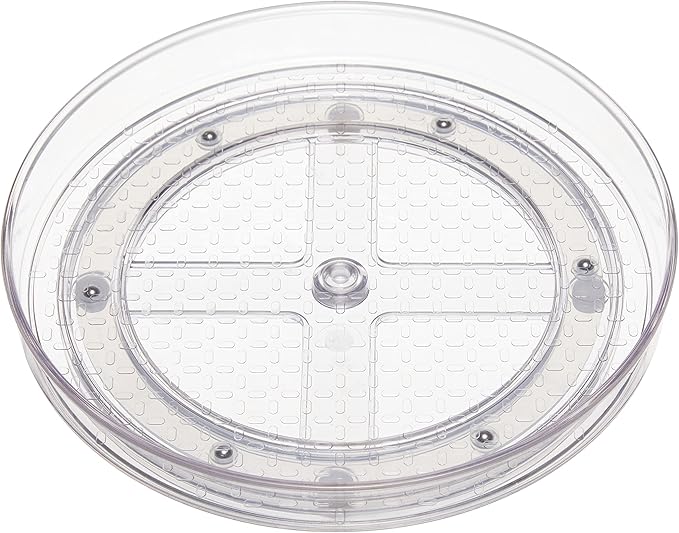 Amazon Basics 2 Tier Lazy Susan Turntable Organizer, 9" Diameter, 2-Pack, Clear