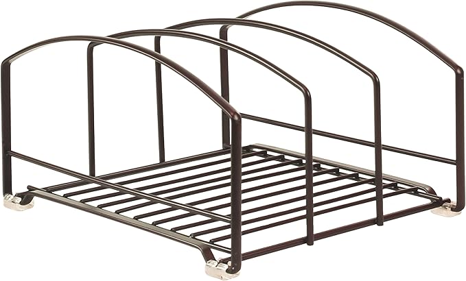 Deco Brothers Cookware Organizer Rack for Kitchen Cabinet, 3 Slot Holder, Bronze