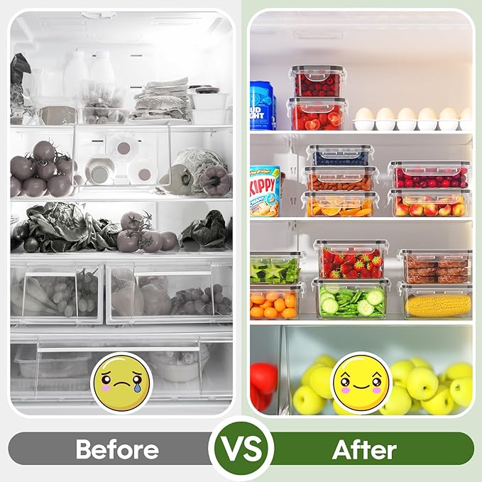 54-Piece Food Storage Containers with Lids(27 Containers & 27 Lids), Plastic Food Containers for Pantry & Kitchen Storage and Organization, BPA-Free, Leak Proof, Reusable with Labels & Pen
