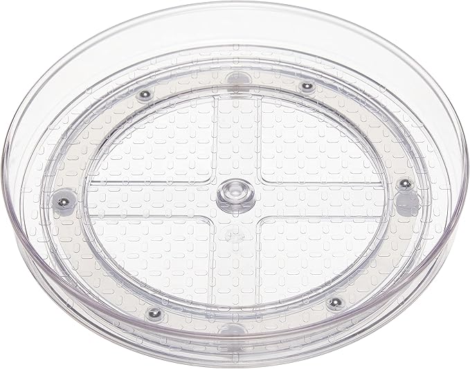 Amazon Basics 2 Tier Lazy Susan Turntable Organizer, 9" Diameter, 2-Pack, Clear