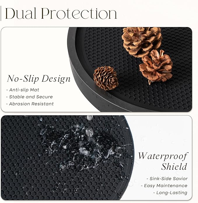 Wood Non-Skid Lazy Susan Organizer Turntable for Organization and Storage – Chic 10.5" Lazy Susan Turntable for Cabinet, Bathroom Decor & Coffee Table - Ideal for Home and Kitchen (Black)