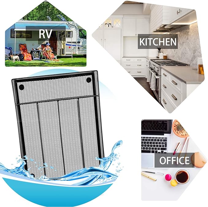 E-far Silverware Drawer Organizer, Mesh Wire Utensil Tray Drawer Organizer for Kitchen, Black Narrow Metal Flatware Cutlery Holder/Divider, 5 Compartment & Small Size - 12.5 x 9.25-Inch