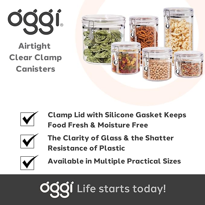 Oggi Corporation 26 Oz. Acrylic Airtight Canister w/ Clamp