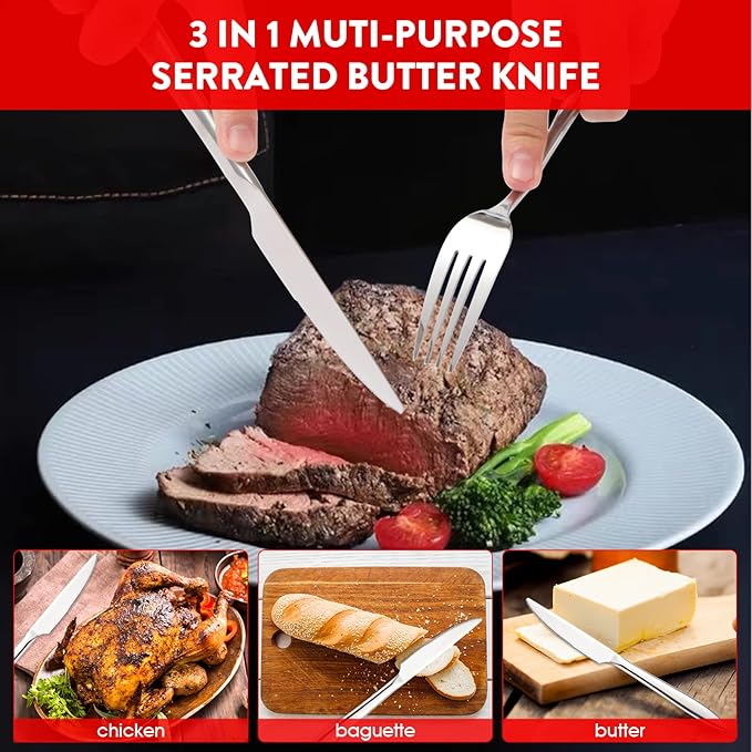 40 Pieces Silverware with Organizer, Stainless Steel Flatware Set for 8, Mirror Polish Utensils Cutlery for Home Kitchen Restaurant Hotel, Include Knives Forks Spoons, Dishwasher Safe