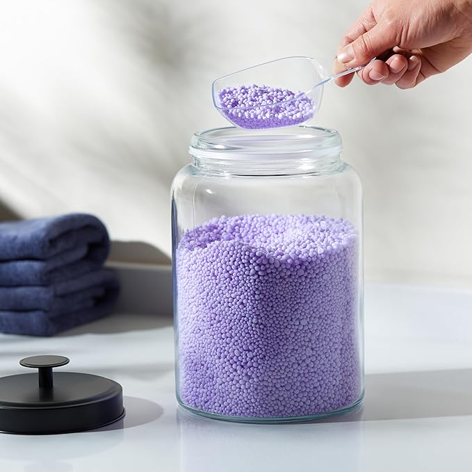 KooK Glass Storage Containers with Lids, 1 Gallon, Set of 2, Glass Canister, Laundry Jar, Kitchen Jar, Storage for Pantry, (3.7, Circular, Silver)
