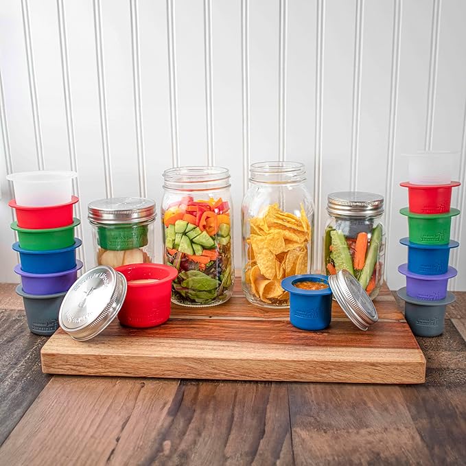 Mason Jar Lifestyle Divider Cup For Salads, Dips, and Snacks. Plastic Free Bento Lunch Container(Charcoal Gray, Regular Mouth)