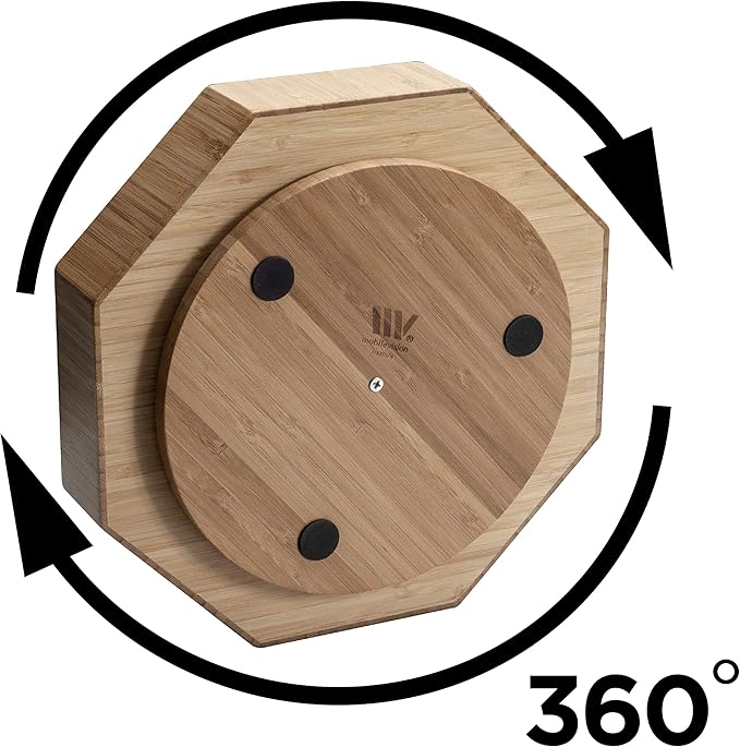 MobileVision Bamboo 360 Rotating Spice Rack & Sauce Spinning Tray for Cabinets & Tabletops with Lazy Susan Turntable, 10” Diameter with 2” Ledge