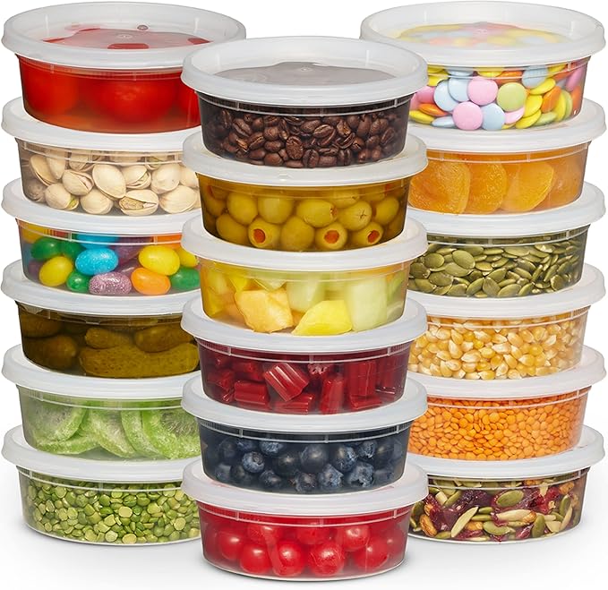 JoyServe Deli Food Containers with Lids - 8 oz 60 Sets- Ideal for Food, Snacks, Takeout, Meal Prep - 1 Cup Small Durable Clear Containers for Food - Stackable and Durable, Dishwasher & Microwave Safe