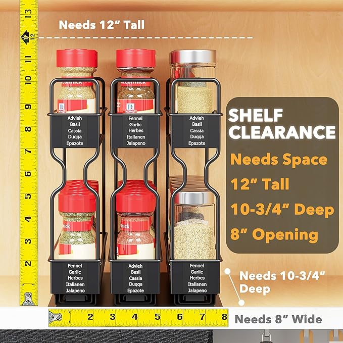 SpaceAid Pull Out Spice Rack Organizer for Cabinet, 2 Drawers 2-Tier, 3 Drawers 2-Tier