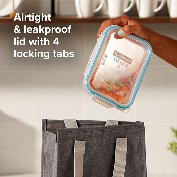 Snapware Total Solution 3-Pack (8.5-Cup) Plastic Food Storage Containers Set, Leakproof & Airtight Locking Lids Rectangular Tupperware, Non-Toxic BPA-Free Lids, Microwave Dishwasher Freezer Safe
