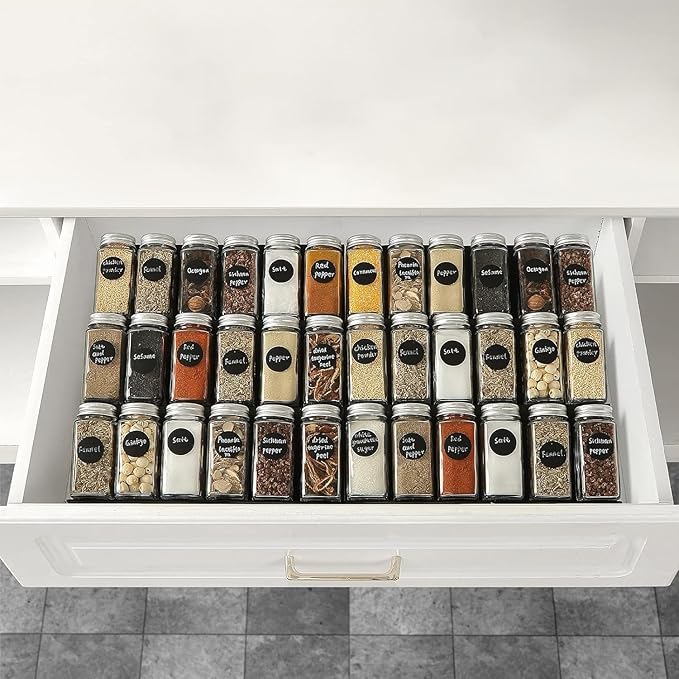 Spice Drawer Organizer for Kitchen: Acrylic Seasoning Organizer Drawer for Rack Cabinet Drawers