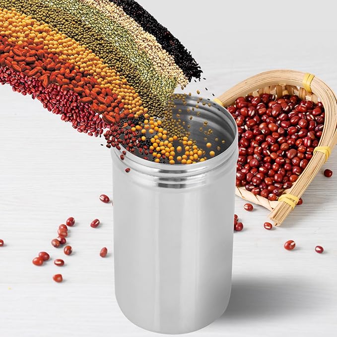 Air Tight Coffee Grounds Container, 304 Stainless Steel Sealed Coffee Bean Storage Container Jar, Airtight Tea Coffee Beans Canister for Storing Candy Cookies Cereal Sugar Oatmeal Chips or Herbs