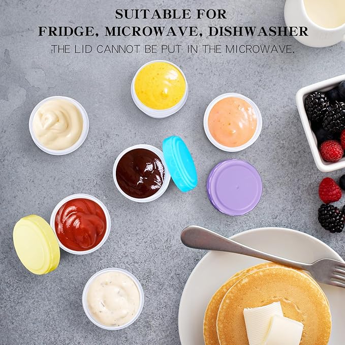 12 Pack Salad Dressing Containers, 2oz Leakproof Sauce Containers with Lids, Portable Lunch Box Accessories, BPA Free, Microwave & Dishwasher Safe