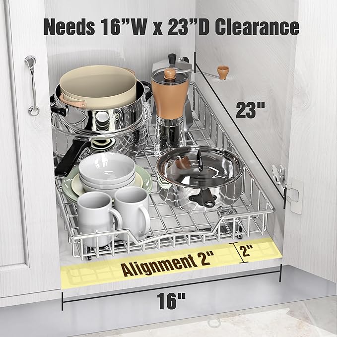 Simple Houseware Under Cabinet Pull Out Sliding Shelf Drawer Organizer, 21" D x 14" W