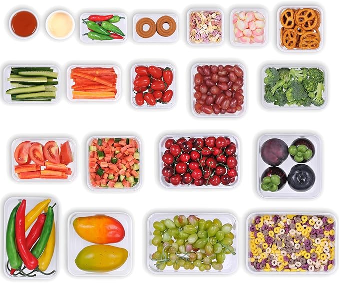 40-Piece Reusable Food Storage Containers with Lids Airtight, 100% Leakproof Plastic Meal Prep Storage Food Grade Kitchen Organizer, Stackable Freezer Containers, Microwave & Dishwasher Safe