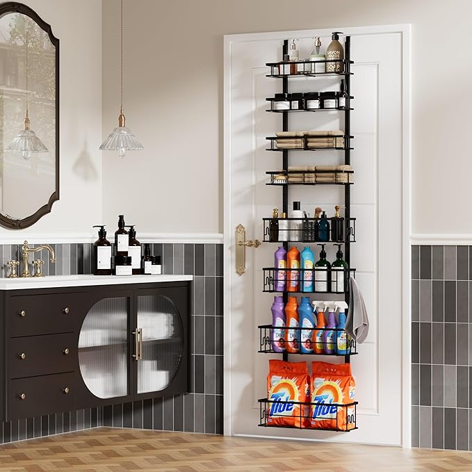 Highpro 8-Tier Over the Door Pantry Organizer, Pantry Organization and Storage Rack, Metal Hanging Spice Rack Shelves, Home & Kitchen, Closet, Laundry Room Bathroom Organization,Black