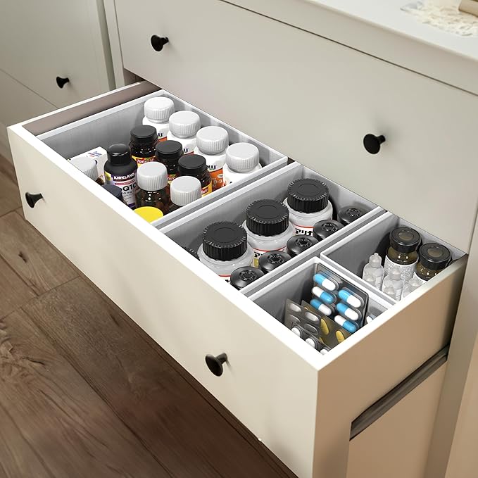 Simple Houseware Underwear Drawer Organizer for Lingerie/Undergarment/Bra/Panty/Sock/Onesie, Set of 6, Gray