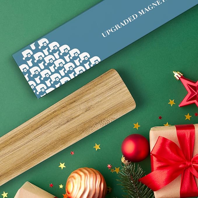 Magnetic Knife Holder for Wall, 10" Acacia Wood Knife Magnetic Strip Powerful Magnet Knife Holder Strip No Drill Use as Tool Key Storage Knife Bar, Knife Rack for Kitchen Utensil Organizer Light Brown