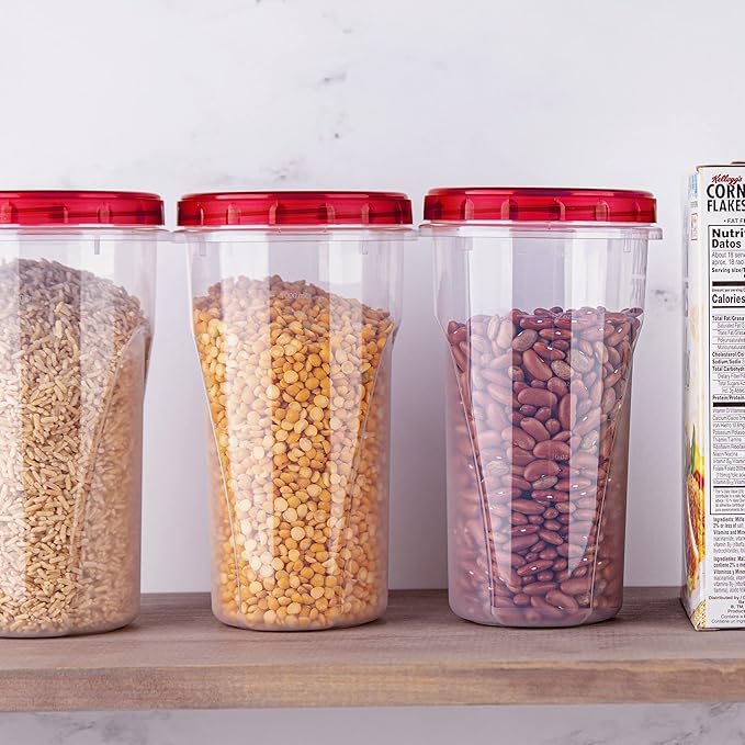 PLASTICPRO 48 Ounce Twist Top Deli Containers Clear bottom With Red Top Twist on Lids Reusable, Stackable, Food Storage Freezer Container Pack of 4