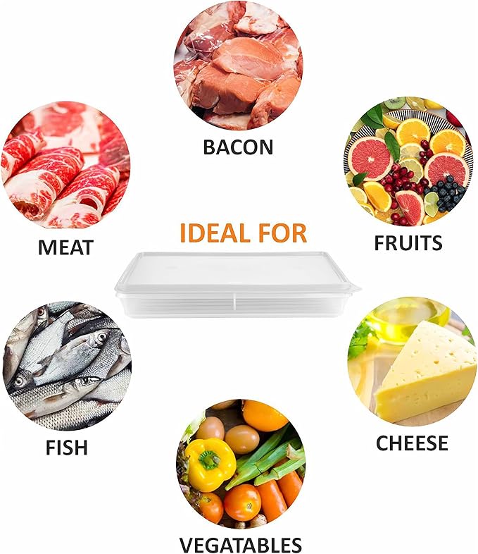Deli Meat Containers with Lids – Set of 2 Deli Food Containers with Lids – Airtight Food Storage Containers for Cheese, Bacon, Fruits, Cookies – BPA-Free Stackable Deli Meat Container for Fridge