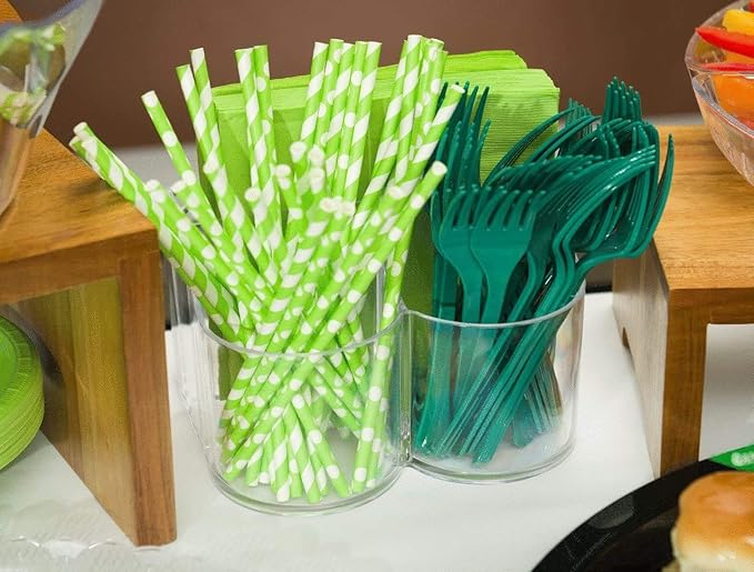 Home Collection 5 Compartment Classic Acrylic Napkin Holder with Cutlery Organizer Caddy Bin, For Spoons, Forks, Knives & Cups Divided Storage!