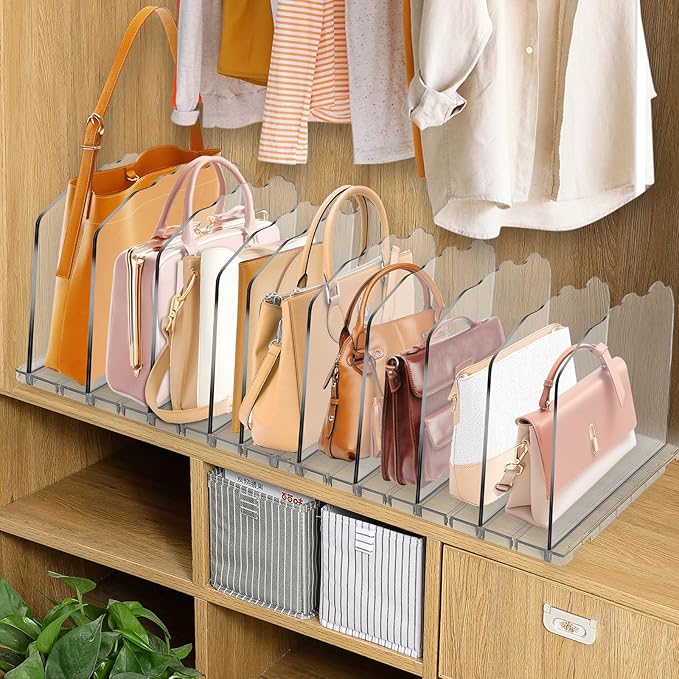 VERONLY 2-Pack Purse Organizer: Adjustable Closet Organizer and Storage, 10-Layer Acrylic Shelf Dividers for Closet Organization – Handbag & Bag Organizers, Ideal Gifts for Moms and Girlfriends