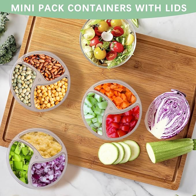 20 reusable snack box container set, 3 Compartment Condiment Containers with Lids,Reusable small sauce dipping container, used for multifunctional storage of disposable snacks and seasonings 