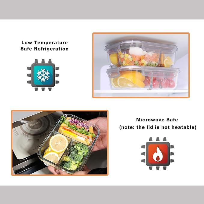 5 Pack, 35 Oz Meal Prep Containers Reusable, Glass Storage Containers with Lids,Glass Lunch Containers with Lids,Oven and Freezer Safe, Food Storage and Portion Control - light gray