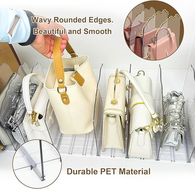 VERONLY 2-Pack Purse Organizer: Adjustable Closet Organizer and Storage, 10-Layer Acrylic Shelf Dividers for Closet Organization – Handbag & Bag Organizers, Ideal Gifts for Moms and Girlfriends