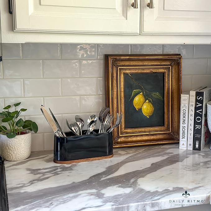 DAILY RITMO® Black Countertop Silverware Holder