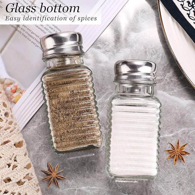 Glass Salt and Pepper Shakers Set,Rectangular Salt Shaker Set