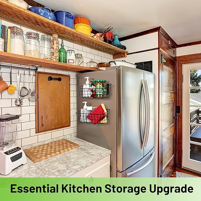 Ofiray-home Magnetic Shelf for Fridge, Seasoning Organizer with Strong Magnets for Kitchen Storage Organization, Moveable Magnetic Spice Rack for Refrigerator, Whiteboard, Kitchen Counter, Cabinet