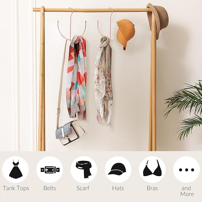 ZEDODIER Belt Hangers, Belt Rack 2 Pack Closet Accessories Organizers, Closet Organizer Hook Rack for Belt, Ties, Scarves, Camisoles, Hats, Bras, Shoes, Rose Gold