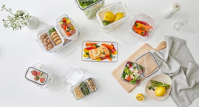 Airtight Food Storage Container With Lid (21.6oz) Leak-Proof Lunch Box | BPA-Free | Meal Prep | Microwave, Freezer and Dishwasher Safe | Kitchen Fridge Organizer Boxes | Fresher Food