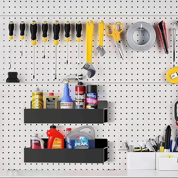 Magnetic Spice Rack Organizer for Fridge Seasoning Organizer for Kitchen storage with Screw or Adhesive Hanging,Magnetic Shelf with Hook for Refrigerator and Oven (Black, 6pack)