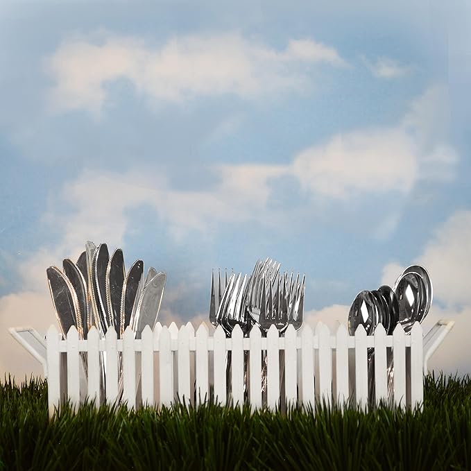 Boston Warehouse White Picket Fence Flatware Caddy