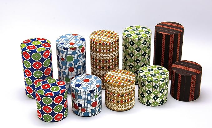TOKYO ART Japanese tea canister tin for storing green tea leaves and matcha - perfect for preserving freshness, with a tin interior and washi paper exterior (karahana)
