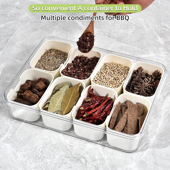 UPTRUST Snackle Box Container, Premium 2-Pack Divided Serving Tray & Lid with 8 Compartments, Durable Snackle Boxes for Travel & Parties – Snack box container, Perfect for Treats & Gifts