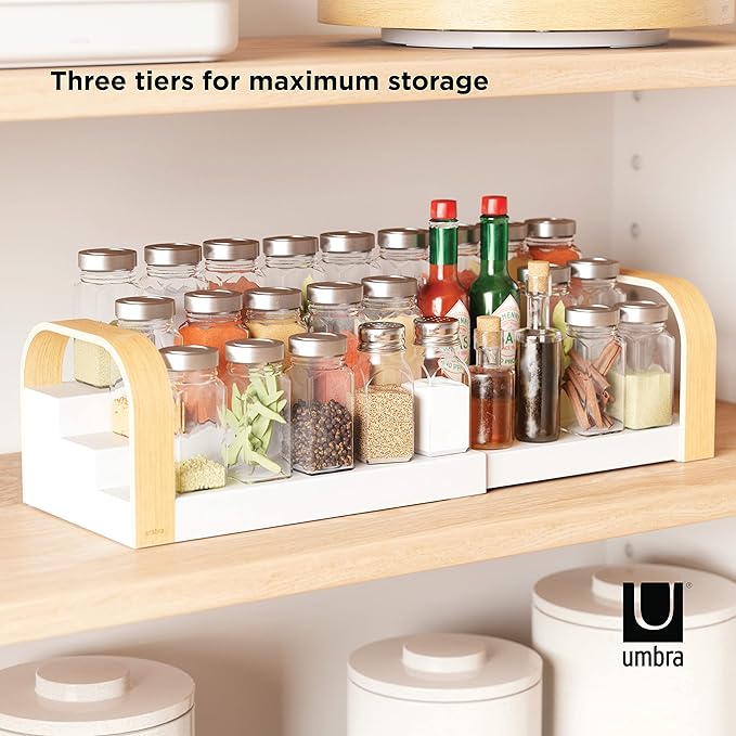 Umbra Bellwood Three-Tier Spice Shelf, Natural/White