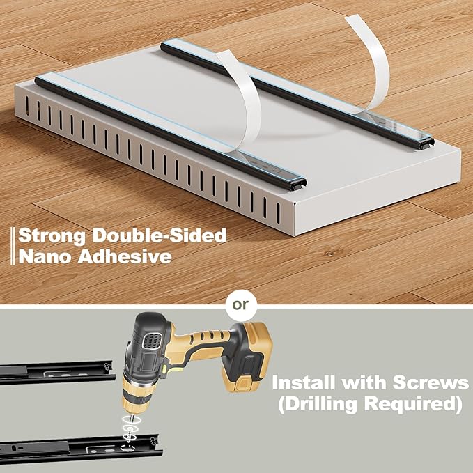 GoMaihe Pull-out Pots and Pans Organizer 2 Pack - Under Cabinet Pot Lid Holder for Kitchen - Bakeware & Dishes Storage Rack with Slide Rails - Multi-purpose Silde-out Drawer - Easy to Clean - White