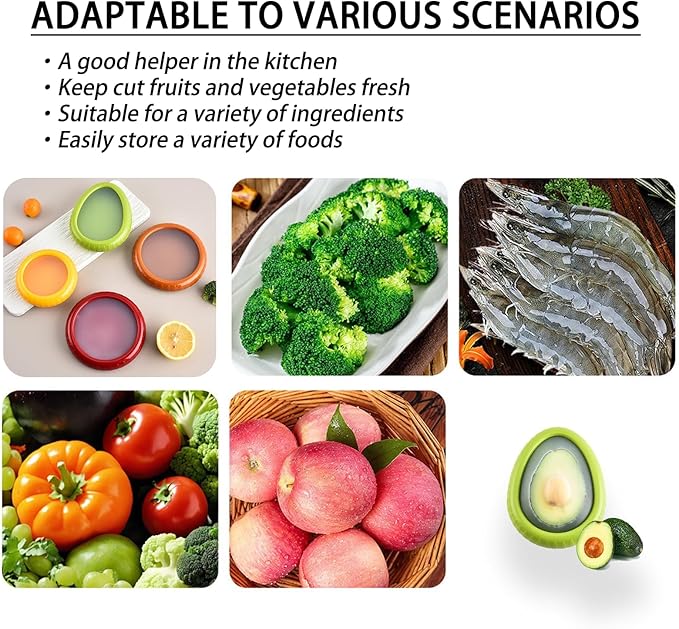 Avocado Saver and Onion Storage Set, 4 Pcs Silicone Fruit Vegetable Anti-oxidation Box,Reusable Fridge Fresh Pod Food Storage,Perfect Lemons Tomato Garlic Containers