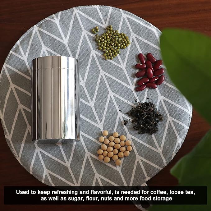 Small Tin Can Box, 304 Stainless Steel 14oz Canister for Coffee Tea Candy, Loose Leaf Tea Tin Containers Storage with Airtight Lids for Storage Loose Leaf Sugar Herbs Spices