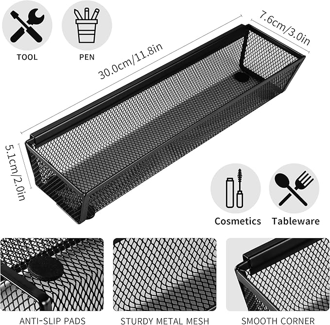 Faridabio Drawer Organizer, Silverware Organizer for Kitchen Cutlery Tray Utensil holder with Interlocking Mesh Metal Flatware Storage (1 pcs)