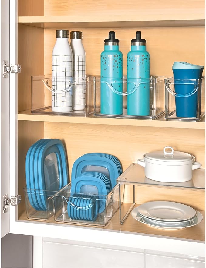 iDesign Pantry Storage Bins with Handles for Cabinets or Fridge - Set of 4 - Clear - Made in USA