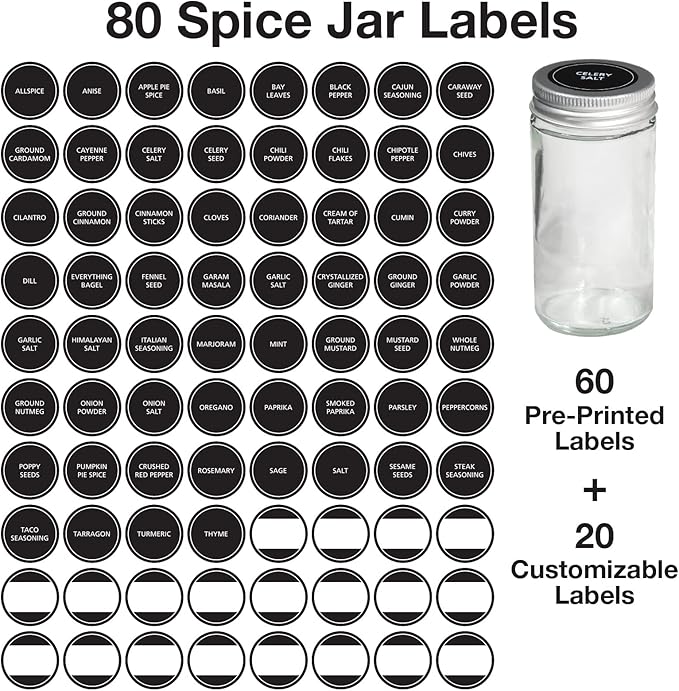 Excello Global Products Hanging Spice Rack - Includes 35 Glass Spice Jars and Accessories (Brown)