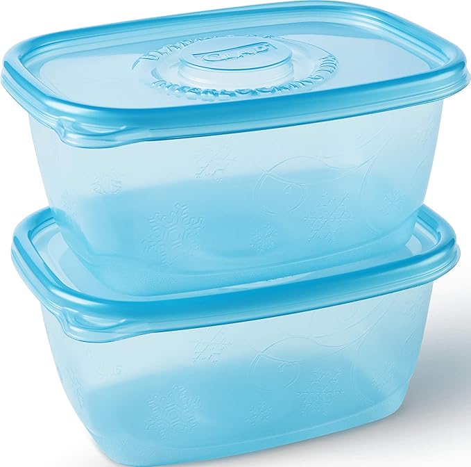 Gladware Freezerware Food Storage Containers, Large Rectangle Holds 64 Ounces of Food, 2 Count Set | Freezer Safe Containers to Store Food and Preserve Freshness | 6 Pack ( 12 Containers Total)