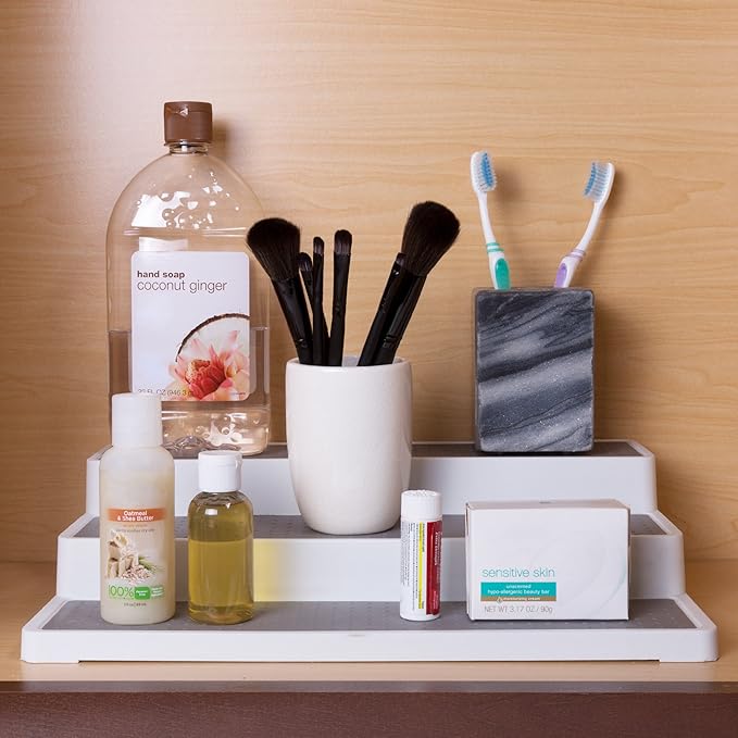 Lavish Home 3 Tier Spice Step Shelf- Kitchen Cabinet, Countertop and Pantry Spices and Seasoning Organizer (Great for Household Organization) 14.5 x 9.5
