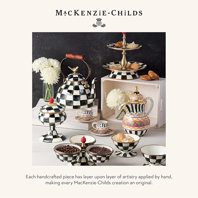 MACKENZIE-CHILDS Courtly Check Supper Club Flatware Storage Caddy, Kitchen Utensil Organizer for Silverware and Napkins