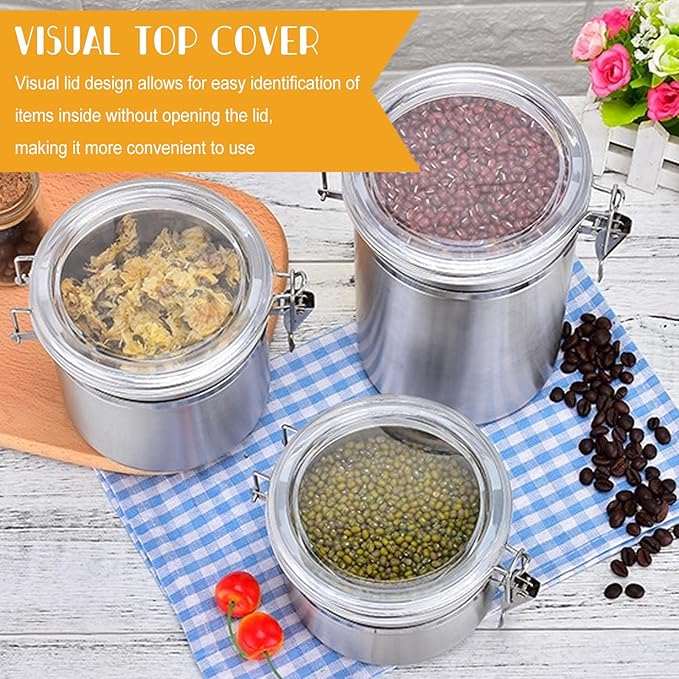 Coffee Canister, 4 Sizes Stainless Steel Kitchen Food Storage Container Bottle Sugar Tea Coffee Beans Canister (plus size)